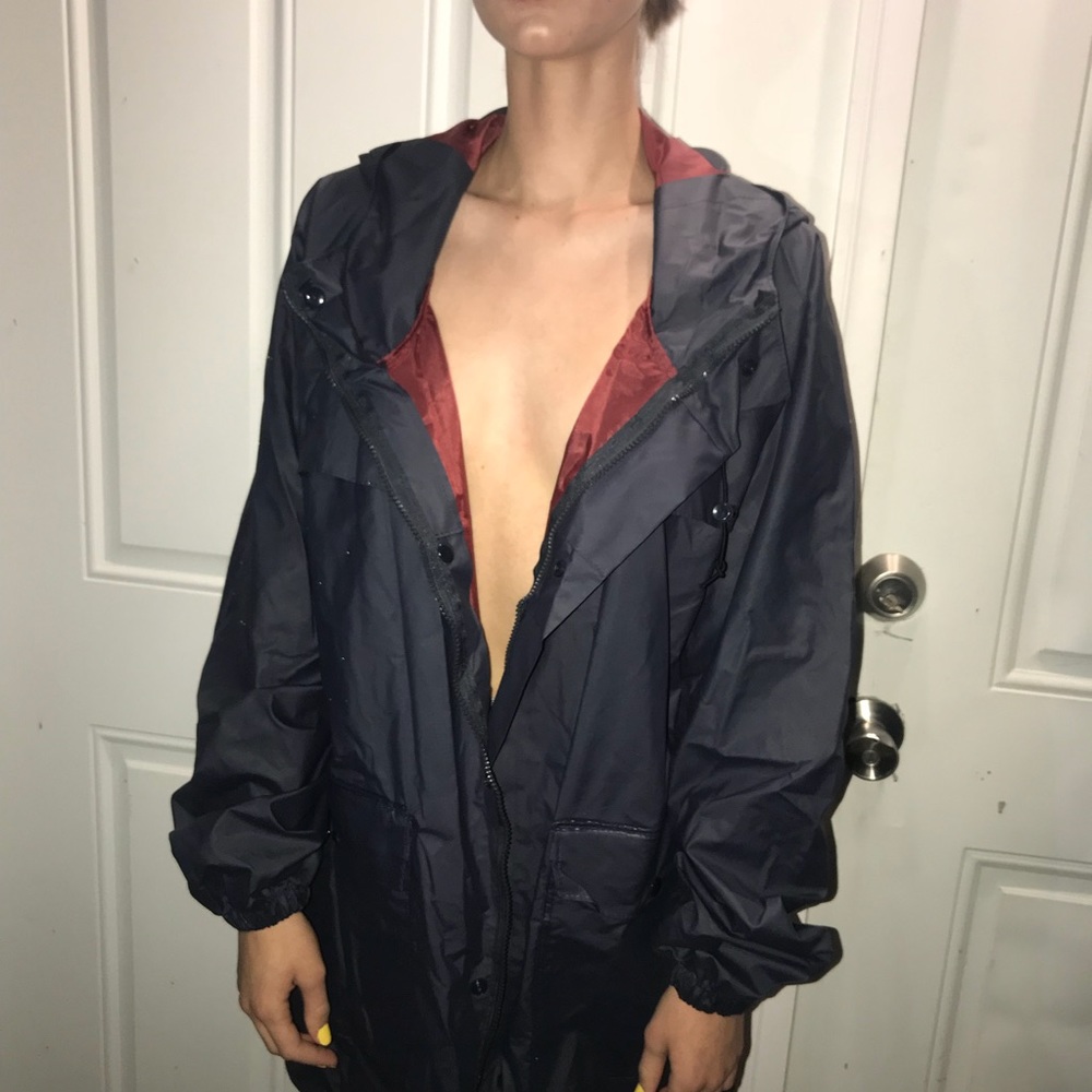 Cute navy blue rain coat
